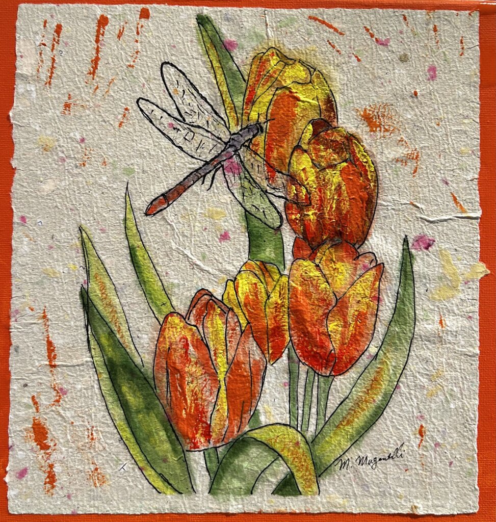 Dragonfly & Tulips - ORIGINAL