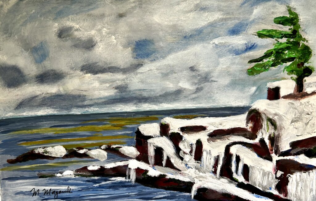 Snowy Rocky Shore- ORIGINAL